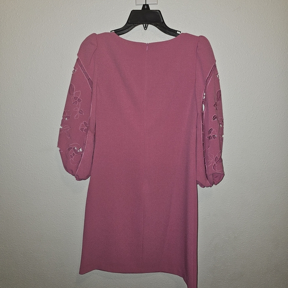 NWT Vince Camuto Pink Embroidered Puff Sleeve Shift Dress Size 0 - Picture 4 of 13